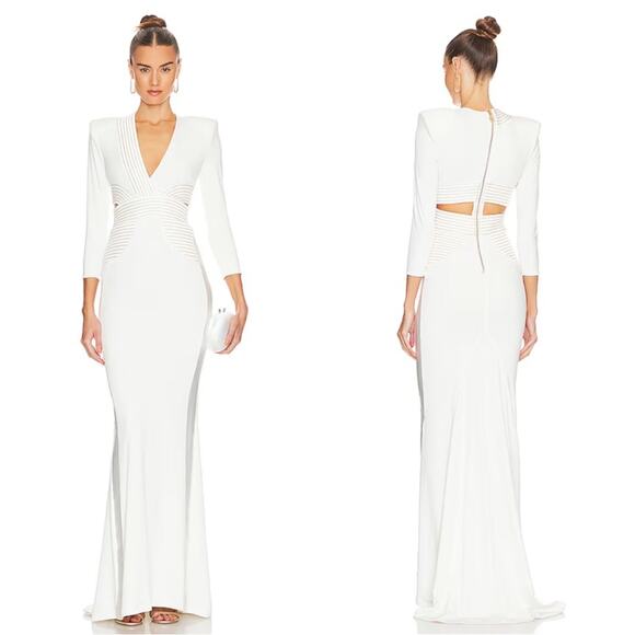 Zhivago Go On Your Own Way Long Sleeve Cutout White Maxi Gown Size 4 - Picture 1 of 11